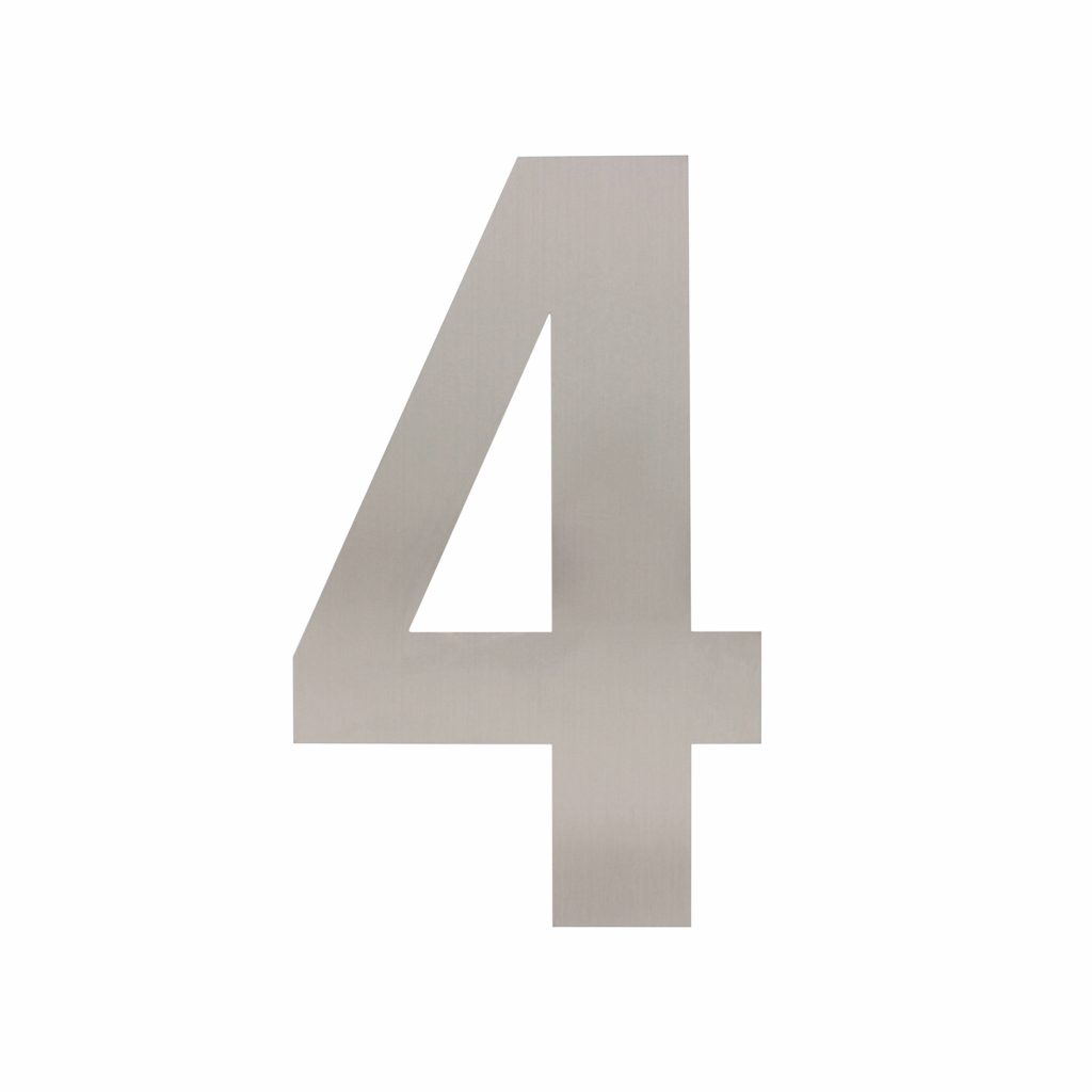Intersteel | Huisnummer 4 | XL Hoogte 30cm | RVS Geborsteld