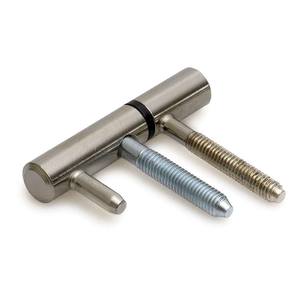 DX – Inboorpaumelle – Ø 14 mm – zwarte nylon ring – voor houten deuren en kozijnen – staal vernikkeld