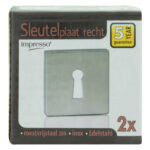 Impresso vierkant rozet Klaviersleutel RVS geborsteld 11