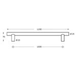 Intersteel Deurgreep 1200 mm T vorm rvs geborsteld 70 mm 1
