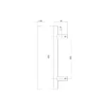 Intersteel Deurgreep per stuk T vorm 600x65x20 HoH 400 rvs 1