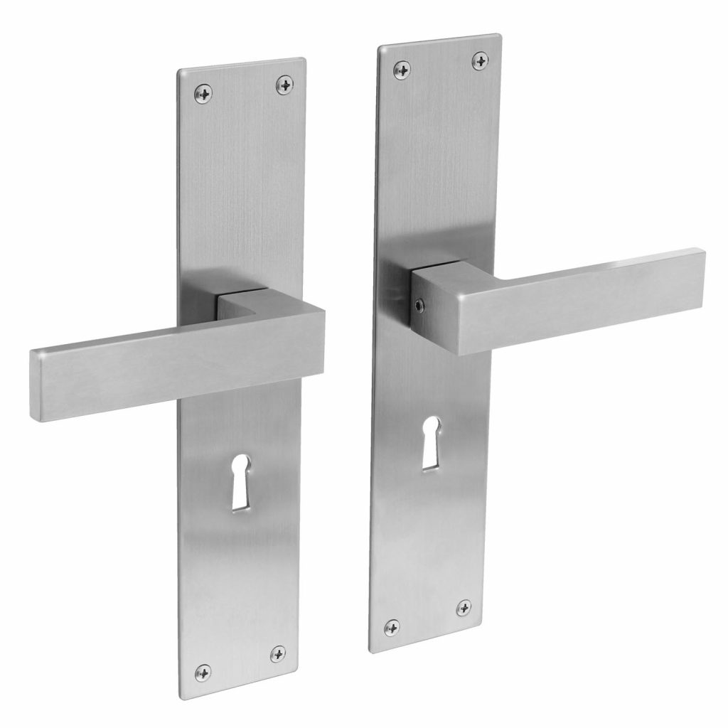 Intersteel Deurkruk Amsterdam met schild 250x55x2mm rvs geborsteld SL56