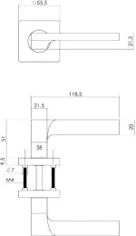 Intersteel Deurkruk Ben op vierkant rozet nikkel mat 1