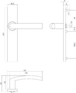 Intersteel Deurkruk Blok op rechthoekig schild rvs geborsteld Blind 1