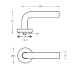 Intersteel Deurkruk Blok op rozet met 7 mm nok rvs geborsteld 1
