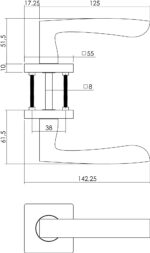 Intersteel Deurkruk Dean op vierkant rozet nikkel mat 1