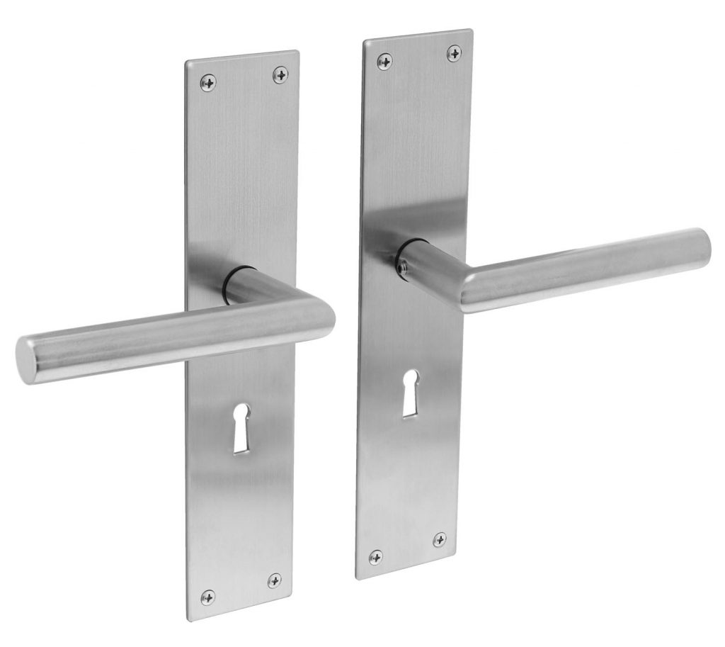 Intersteel Deurkruk Jura met schild 250x55x2mm rvs geborsteld SL56