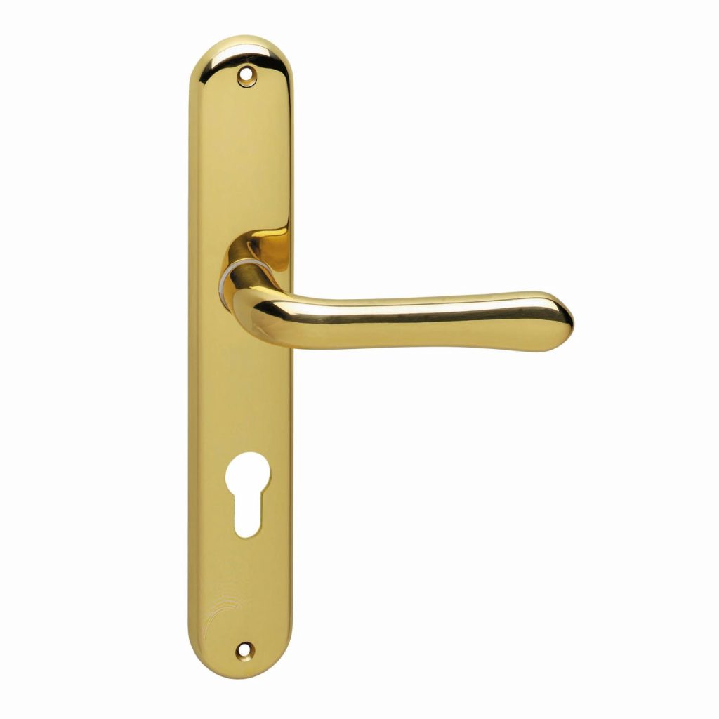 Intersteel Deurkruk Saturnus op schild messing gelakt PC72