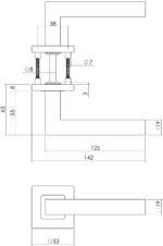 Intersteel Deurkruk Vierkant op vierkant rozet rvs geborsteld 1