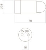 Intersteel Deurstop wandmontage afgerond o34x79mm rvs geborsteld 1