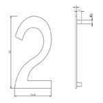 Intersteel Huisnummer 2 150mm rvs geborsteld 1
