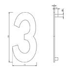 Intersteel Huisnummer 3 150mm rvs geborsteld 1