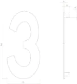 Intersteel Huisnummer 3 rvs mat zwart 1