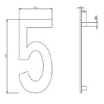 Intersteel Huisnummer 5 150mm rvs geborsteld 1