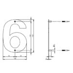 Intersteel Huisnummer 6 150x2mm rvs geborsteld 1