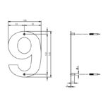 Intersteel Huisnummer 9 150x2mm rvs geborsteld 1
