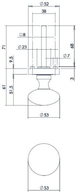 Intersteel Knop op rozet met ril nikkel mat 1