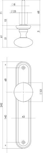Intersteel Knop op schild nikkel mat Blind 1