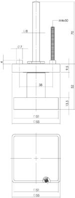 Intersteel Knop vierkant op rozet nikkel mat 1 scaled