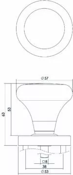 Intersteel Knopkruk Paddenstoel op rozet met ring rvs geborsteld 1