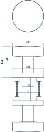 Intersteel Knopkruk centraal Vlak op rozet rvs geborsteld 1