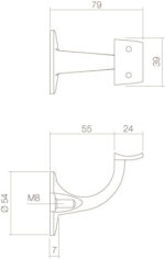 Intersteel Leuninghouder achterplaat hol zadel rvs geborsteld 1