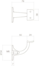 Intersteel Leuninghouder hol zadel opschroevend rvs geborsteld 1