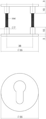 Intersteel Magneet rozet rond met profielcilindergat rvs geborsteld 1