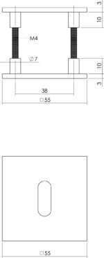 Intersteel Magneet rozet vierkant met sleutelgat rvs geborsteld 1