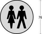 Intersteel Pictogram dames en herentoilet zelfklevend rond rvs geborsteld 1