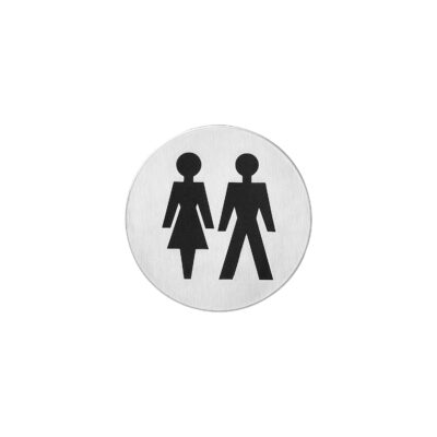 Intersteel | Pictogram dames- en herentoilet | Zelfklevend | Rond | RVS Geborsteld