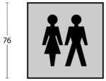 Intersteel Pictogram dames en herentoilet zelfklevend vierkant rvs geborsteld 1