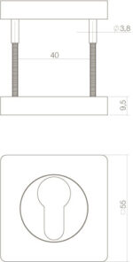 Intersteel Rozet met profielcilindergat vierkant 55x55x10mm wit 1