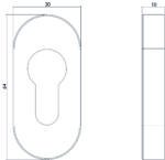 Intersteel Rozet profielcilindergat ovaal verdekt rvs geborsteld 10 mm 1