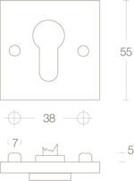 Intersteel Rozet profielcilindergat vierkant groot chroom mat 1