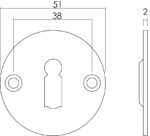 Intersteel Rozet rond plat 50 mm sleutelgat plat rvs geborsteld 1