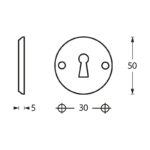 Intersteel Rozet sleutelgat schroefgat mat zwart 1