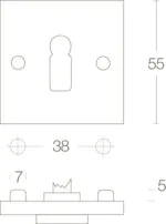 Intersteel Rozet sleutelgat vierkant chroom mat 1