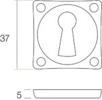 Intersteel Rozet sleutelgat vierkant nikkel mat 1