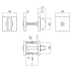 Intersteel Rozet toilet badkamersluiting 55x55x10 aluminium zwart 1