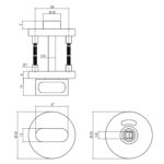 Intersteel Rozet toilet badkamersluiting rond nokken met stiftbediening rvs geborsteld 1