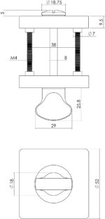 Intersteel Rozet toilet badkamersluiting vierkant chroomnikkel mat 1