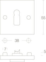 Intersteel Rozet vierkant met sleutelgat chroom 1