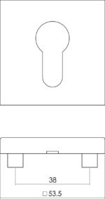 Intersteel Rozet vierkant profielcilindergat rvs geborsteld 1