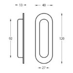 Intersteel Schuifdeurkom ovaal 120x40mm blind rvs geborsteld 1