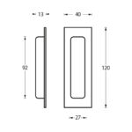 Intersteel Schuifdeurkom rechthoek 120x40mm blind rvs geborsteld rvs geborsteld 1