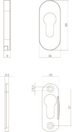 Intersteel Veiligheid schuifrozet ovaal rvs geborsteld 1