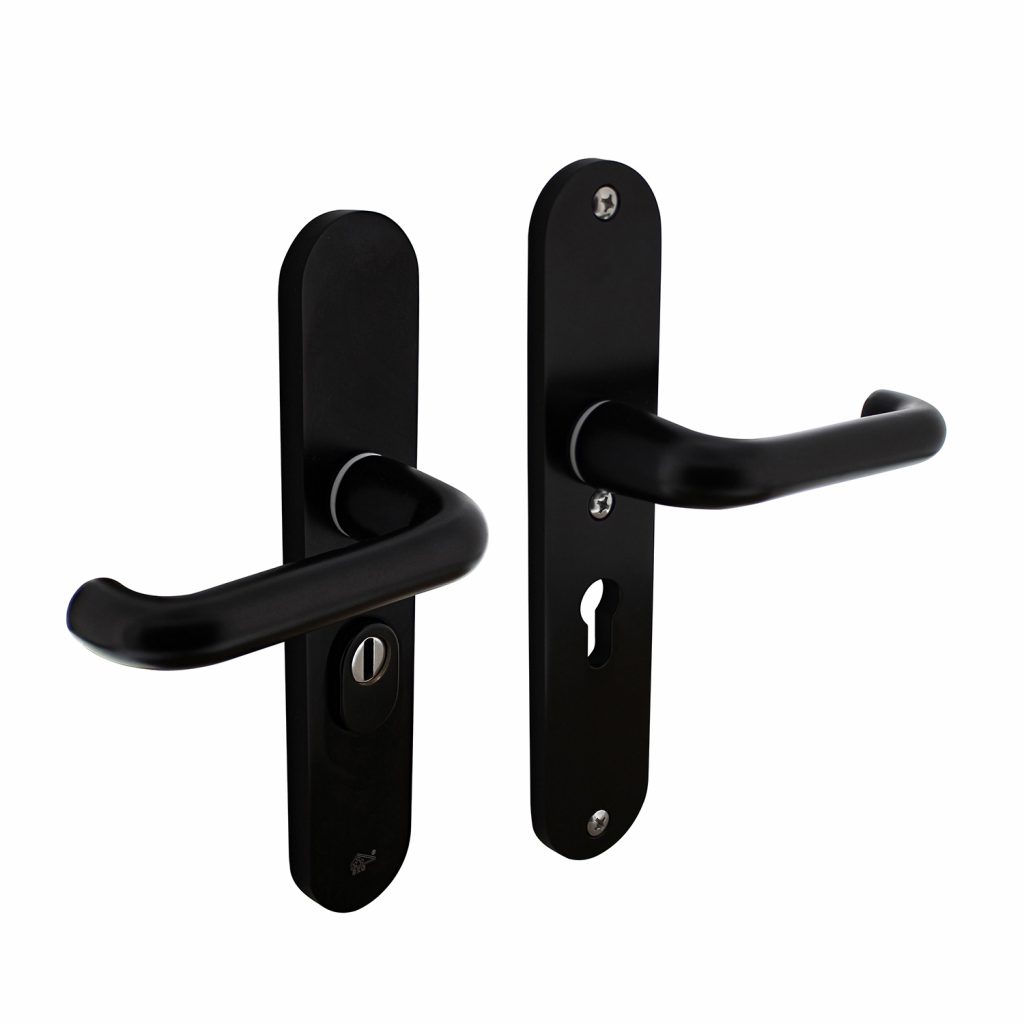 Intersteel Veiligheidsbeslag SKG3 krukkruk profielcilinder met kerntrekbeveiliging aluminium zwart PC55