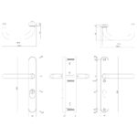Intersteel Veiligheidsbeslag SKG3 met kerntrekbeveiliging profielcilindergat 72 mm smal schild achterdeurbeslag rvs geborsteld 1