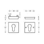 Intersteel Veiligheidsrozet SKG3 vierkant met cilindergat rvs geborsteld 1